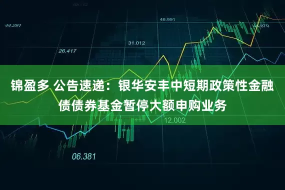 锦盈多 公告速递：银华安丰中短期政策性金融债债券基金暂停大额申购业务