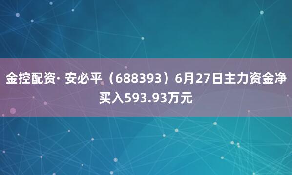 金控配资· 安必平（688393）6月27日主力资金净买入593.93万元
